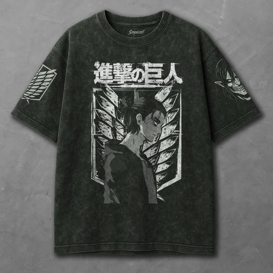 Attack on Titan Soft Green Washed T-shirt
