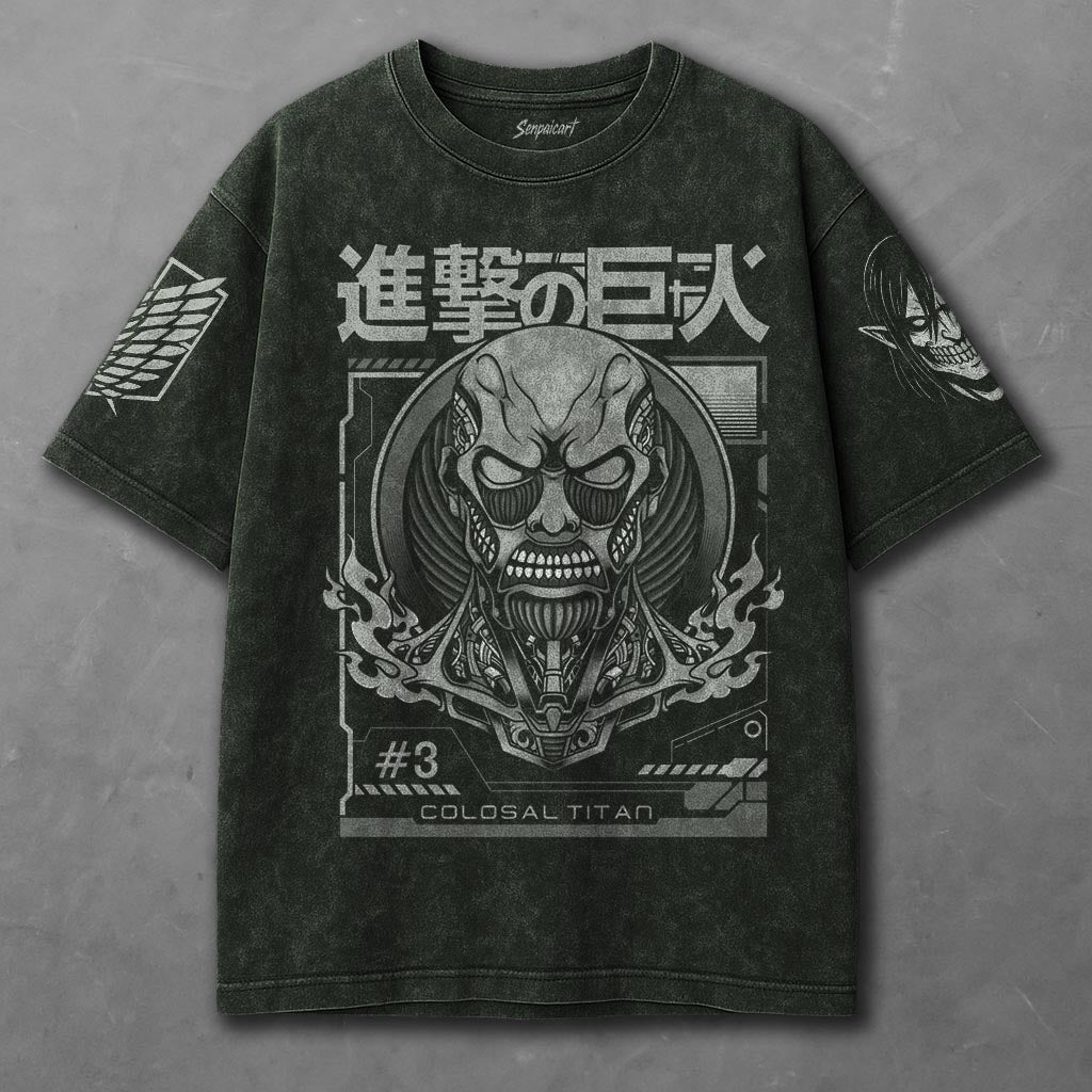 Attack on Titan Cozy Green Washed T-shirt