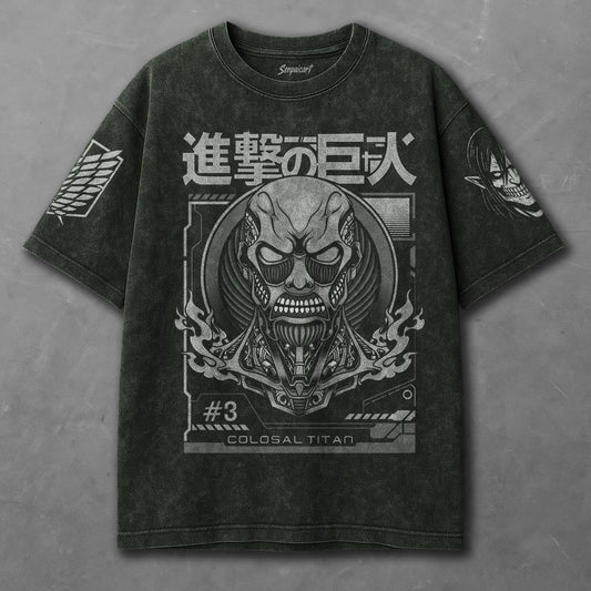 Attack on Titan Cozy Green Washed T-shirt