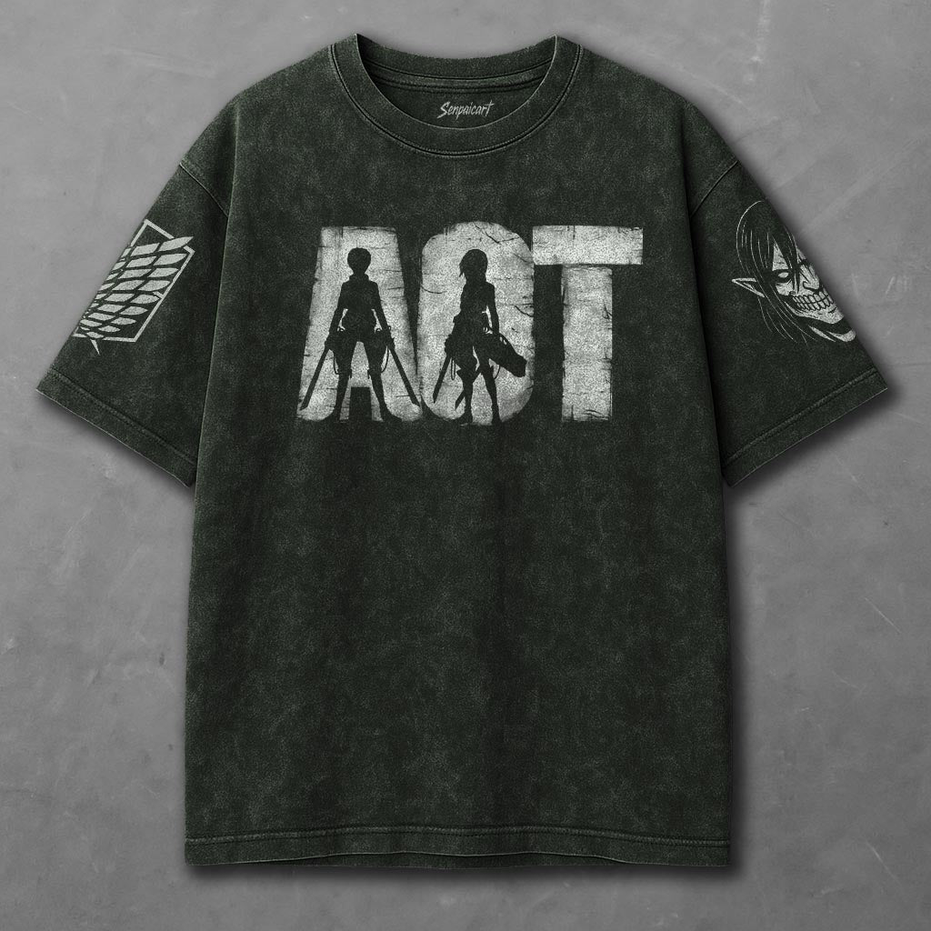 Attack on Titan Billowy Green Washed T-shirt
