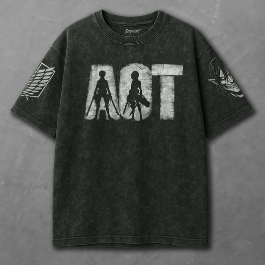 Attack on Titan Billowy Green Washed T-shirt