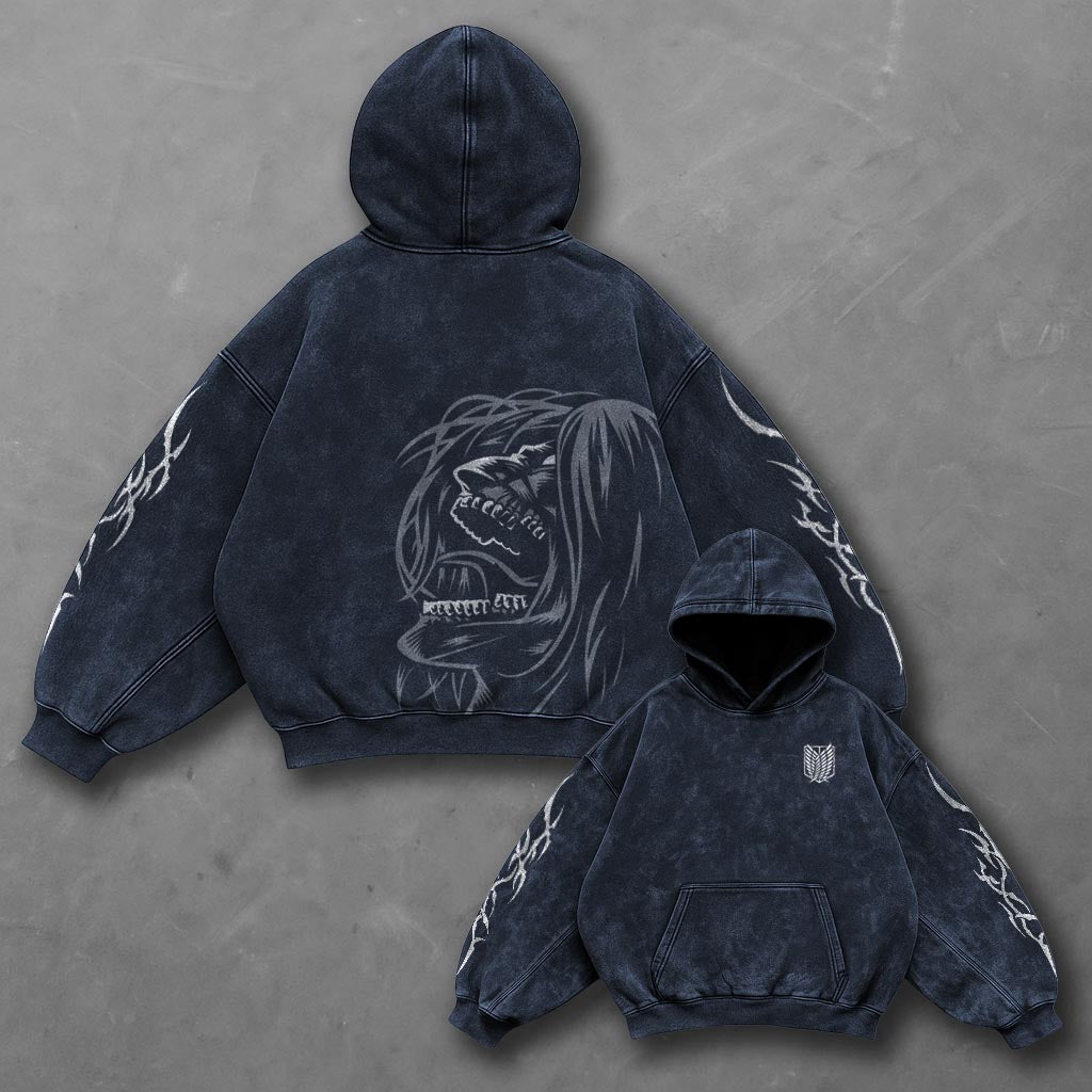 Attack on Titan Timeless Blue Washed Hoodie