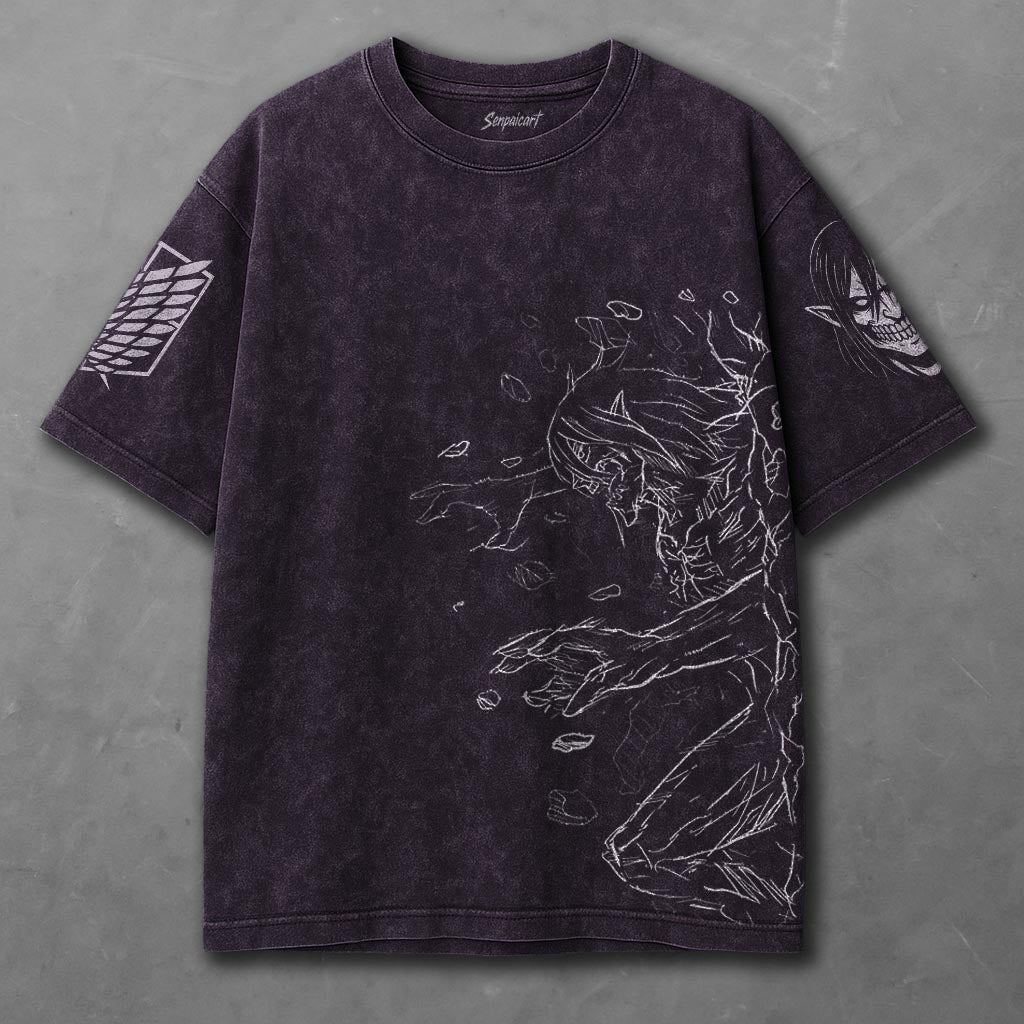 Attack on Titan Extended Violet Washed T-shirt