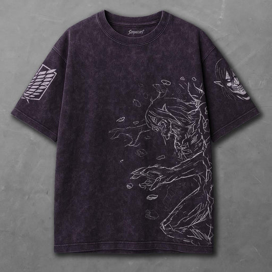 Attack on Titan Extended Violet Washed T-shirt