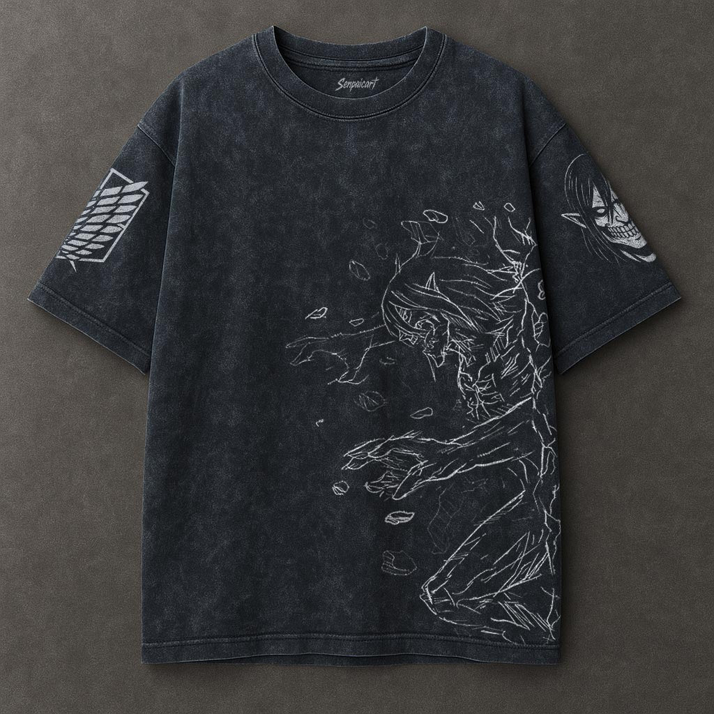 Attack on Titan Spacious Blue Washed T-shirt