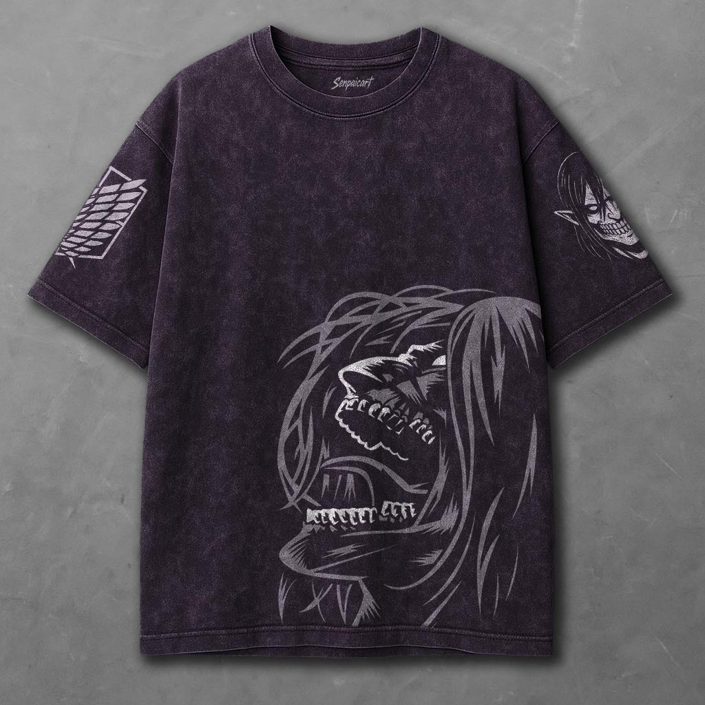 Attack on Titan Drapey Violet Washed T-shirt