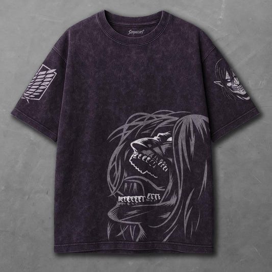 Attack on Titan Drapey Violet Washed T-shirt