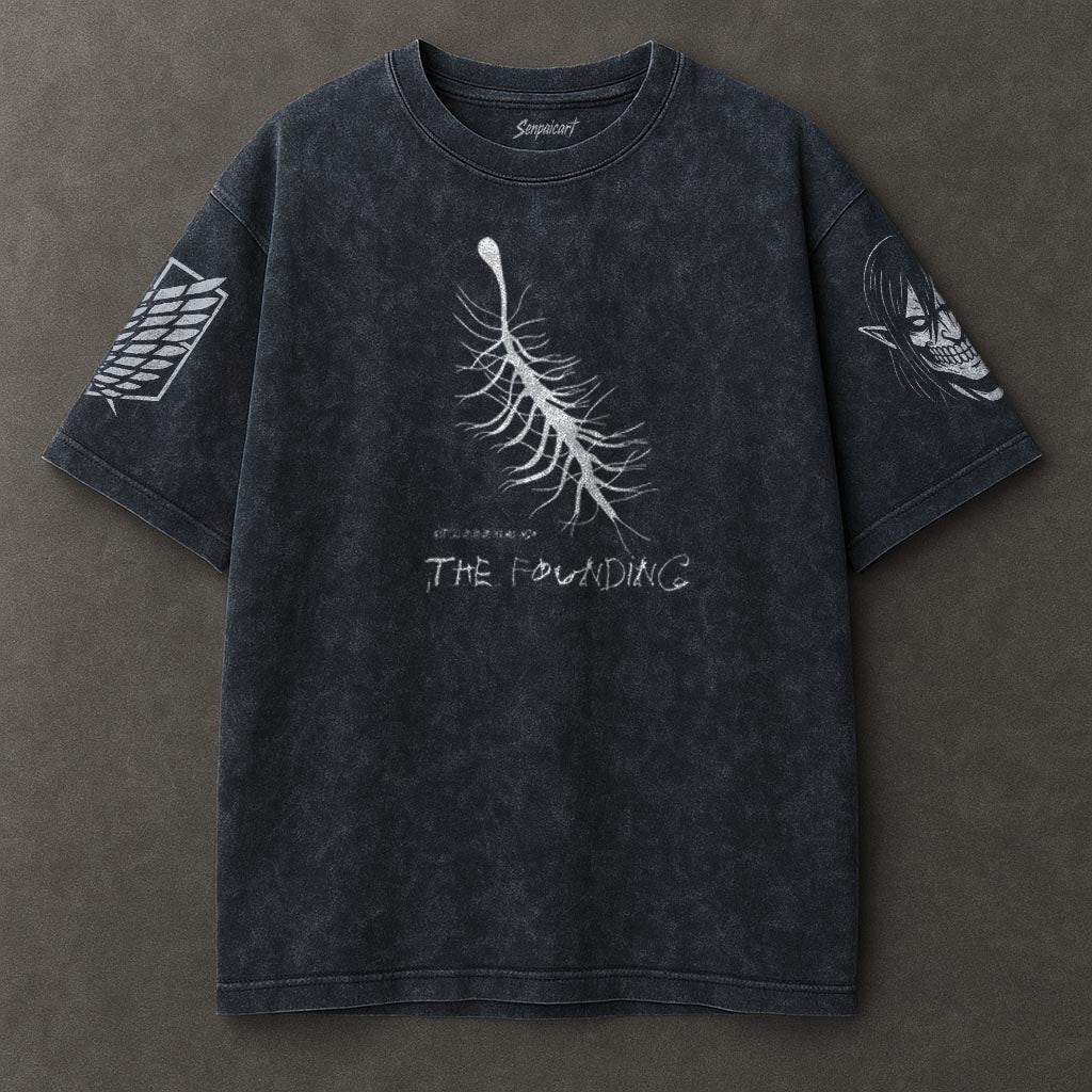 Attack on Titan Elongated Blue Washed T-shirt