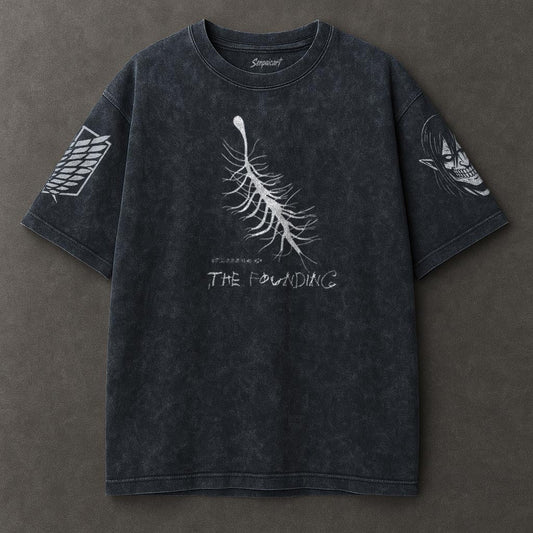 Attack on Titan Elongated Blue Washed T-shirt