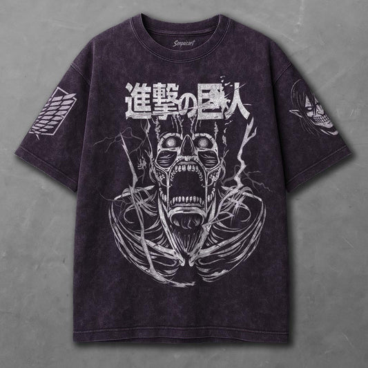 Attack on Titan Slouchy Violet Washed T-shirt