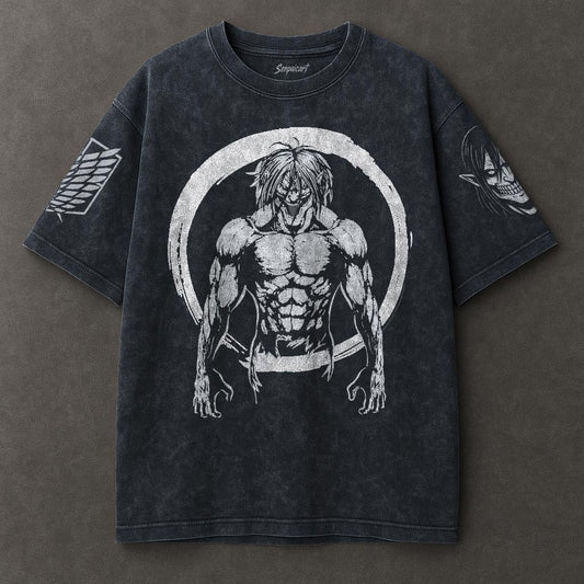 Attack on Titan Comfy Blue Washed T-shirt