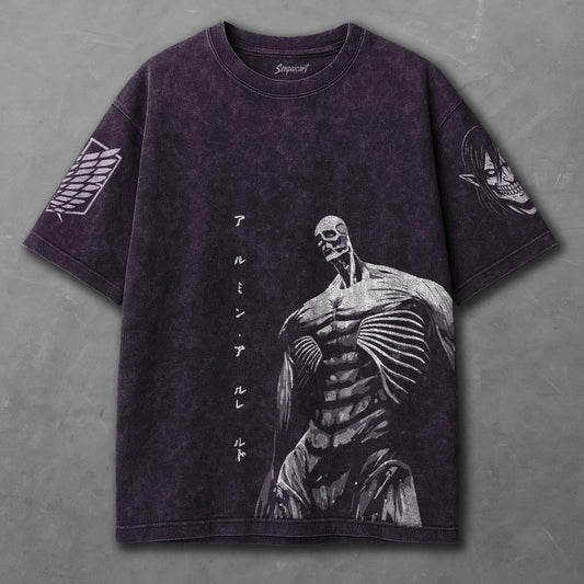 Attack on Titan Elongated Violet Washed T-shirt