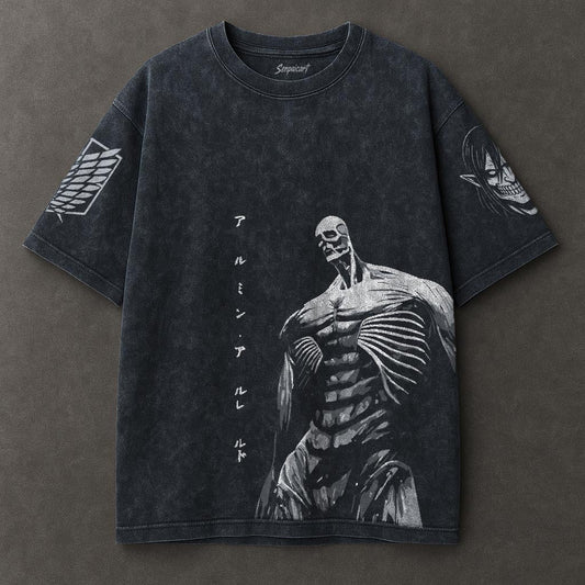 Attack on Titan Roomy Blue Washed T-shirt