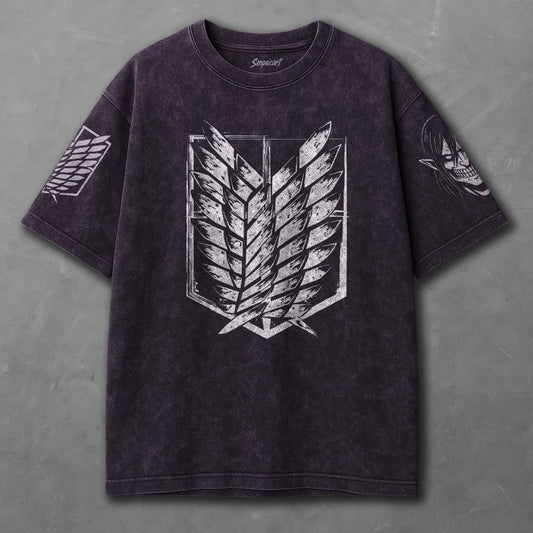 Attack on Titan Roomy Violet Washed T-shirt