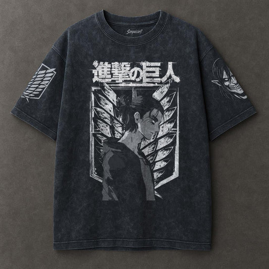 Attack on Titan Soft Blue Washed T-shirt