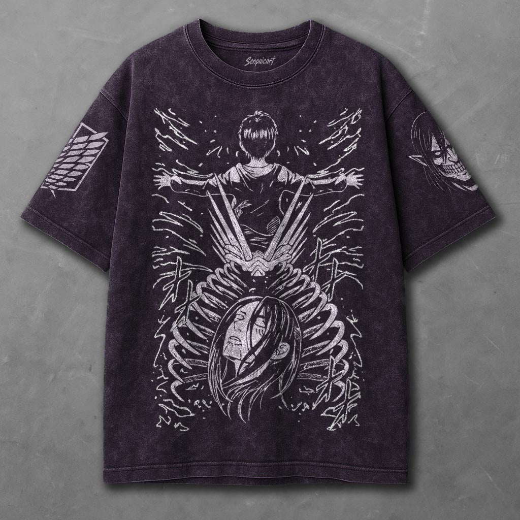 Attack on Titan Casual Violet Washed T-shirt