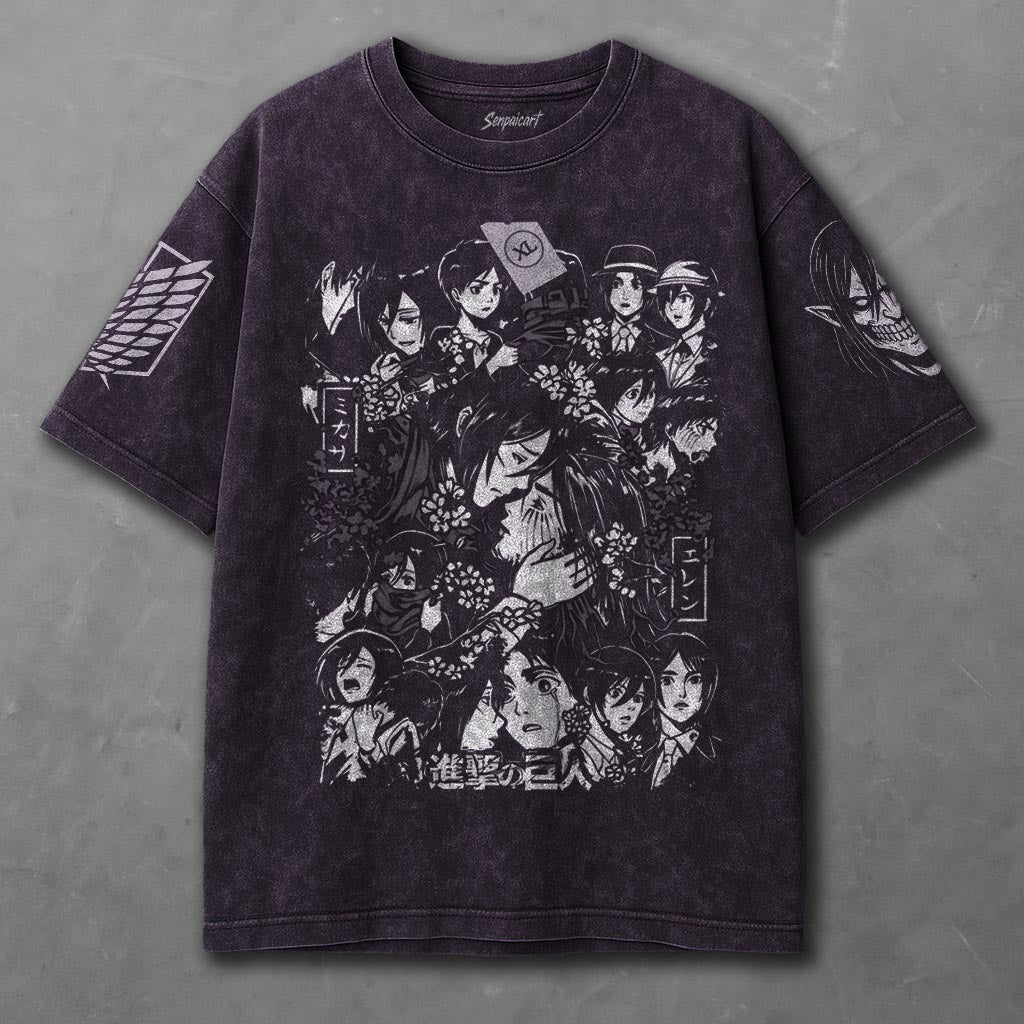 Attack on Titan Breezy Violet Washed T-shirt