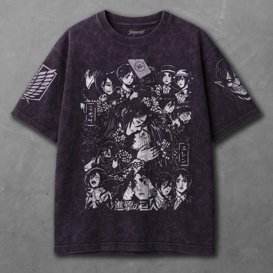 Attack on Titan Breezy Violet Washed T-shirt