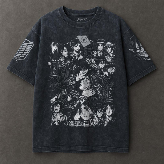 Attack on Titan Extended Blue Washed T-shirt