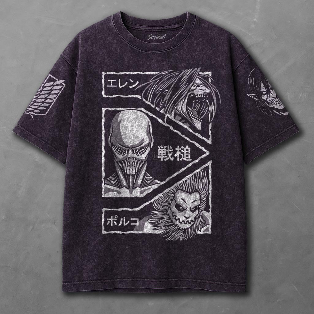 Attack on Titan Loose Violet Washed T-shirt