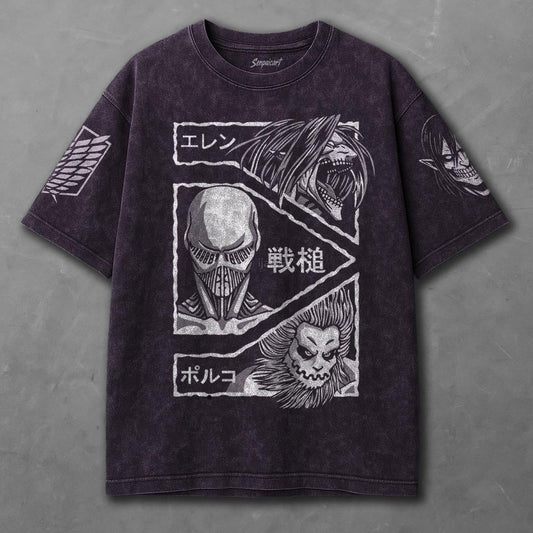 Attack on Titan Loose Violet Washed T-shirt