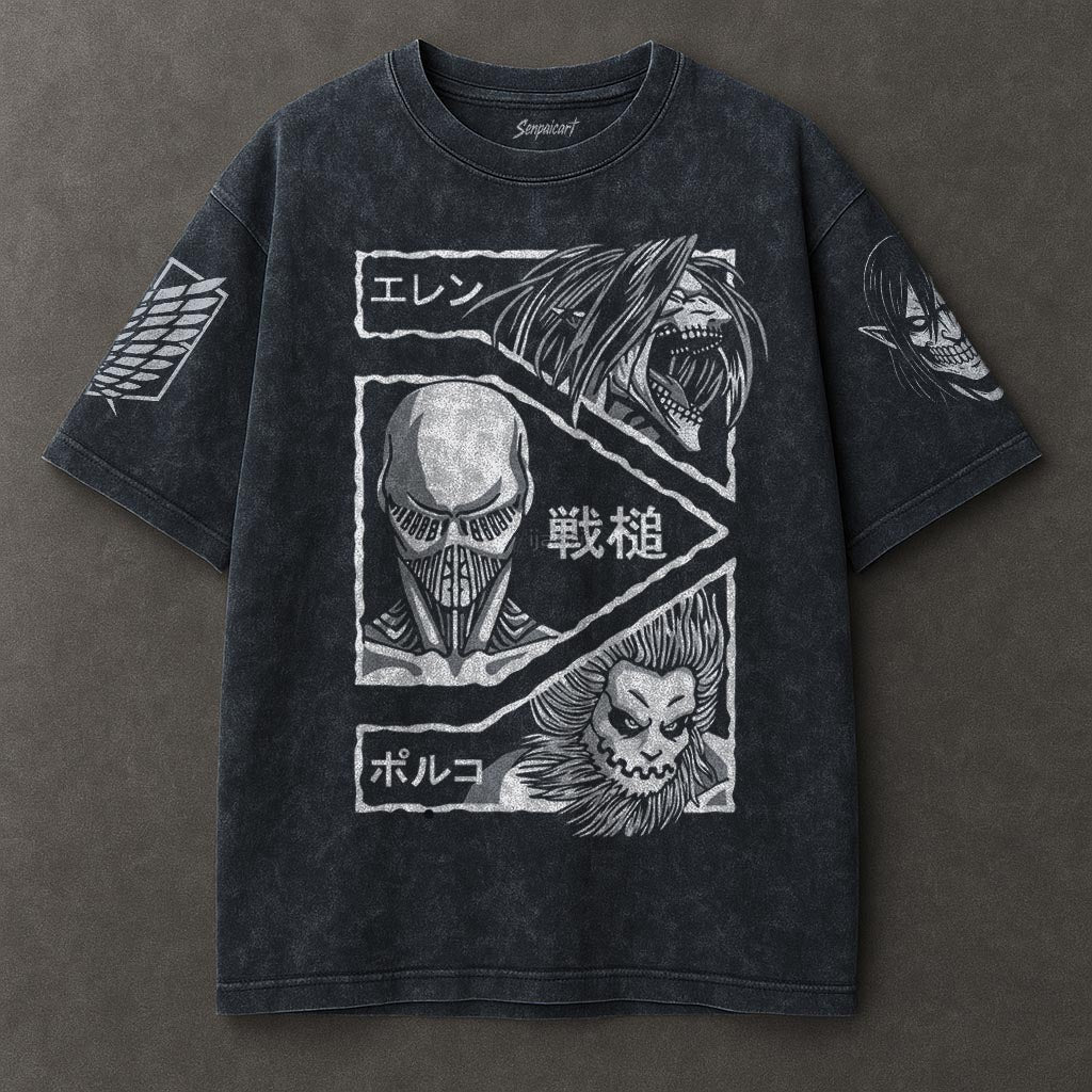 Attack on Titan Cozy Blue Washed T-shirt