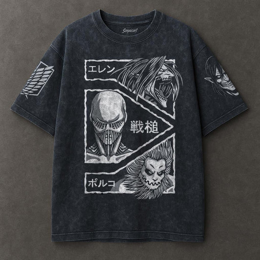 Attack on Titan Cozy Blue Washed T-shirt