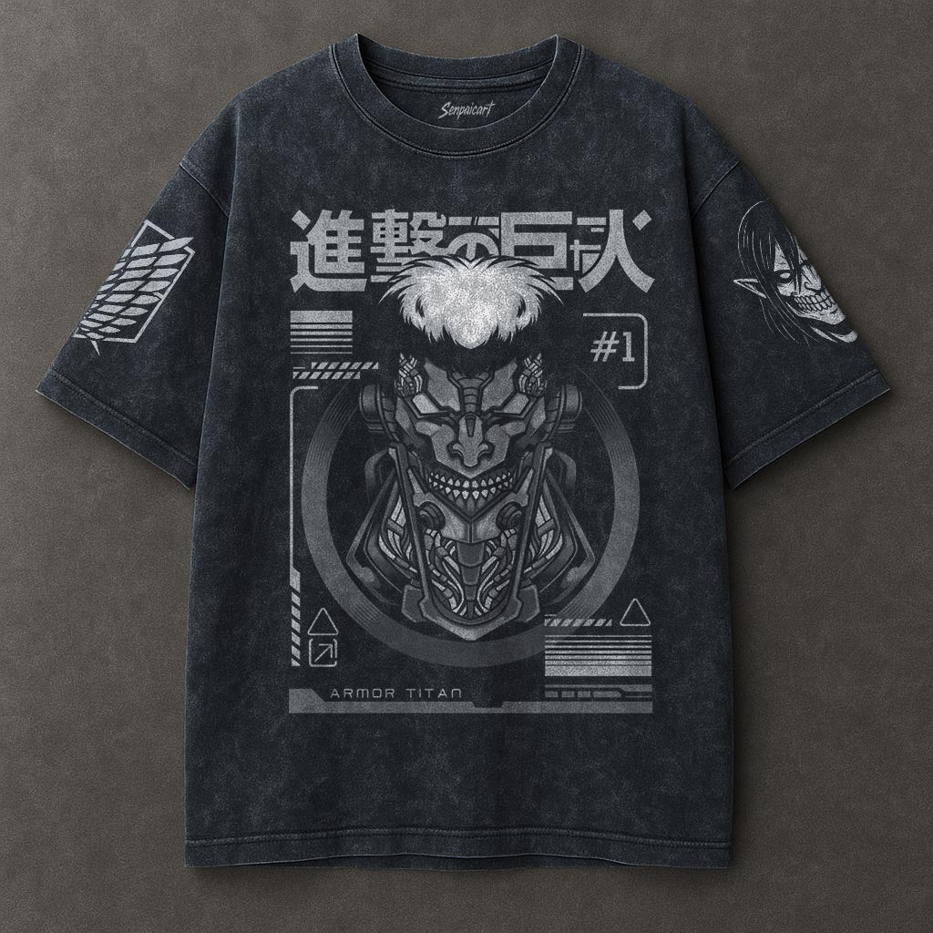 Attack on Titan Loose Blue Washed T-shirt