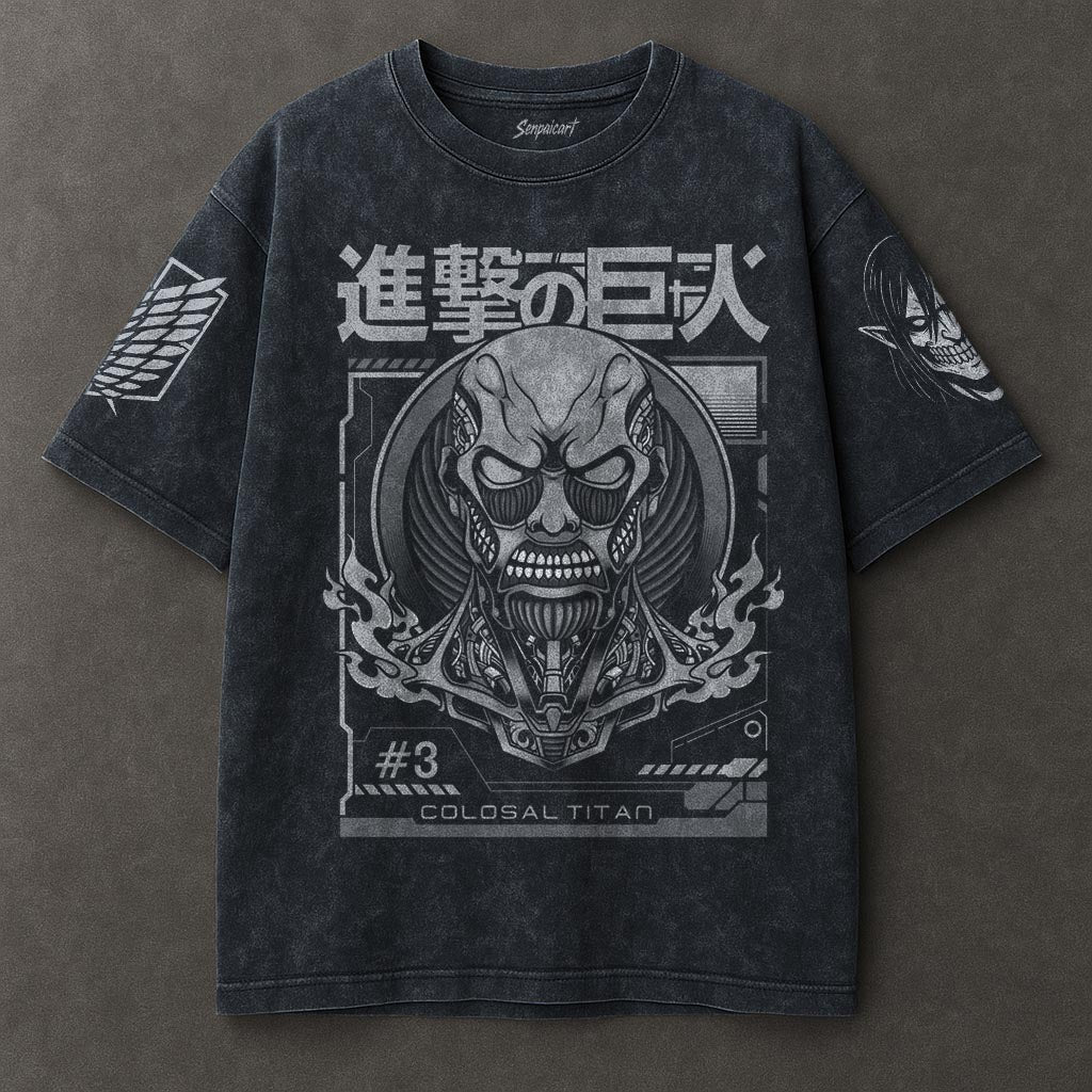 Attack on Titan Casual Blue Washed T-shirt