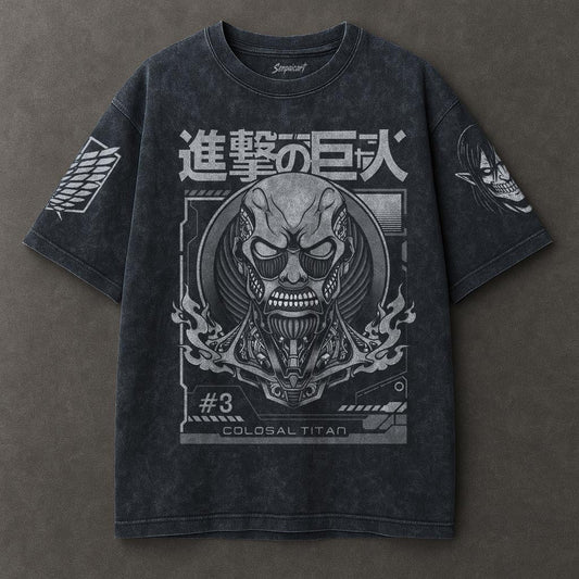 Attack on Titan Casual Blue Washed T-shirt