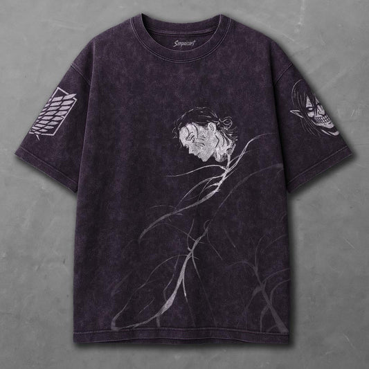 Attack on Titan Spacious Violet Washed T-shirt