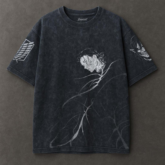 Attack on Titan Effortless Blue Washed T-shirt