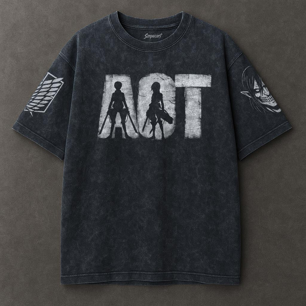 Attack on Titan Billowy Blue Washed T-shirt