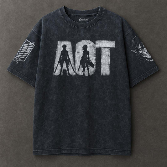 Attack on Titan Billowy Blue Washed T-shirt