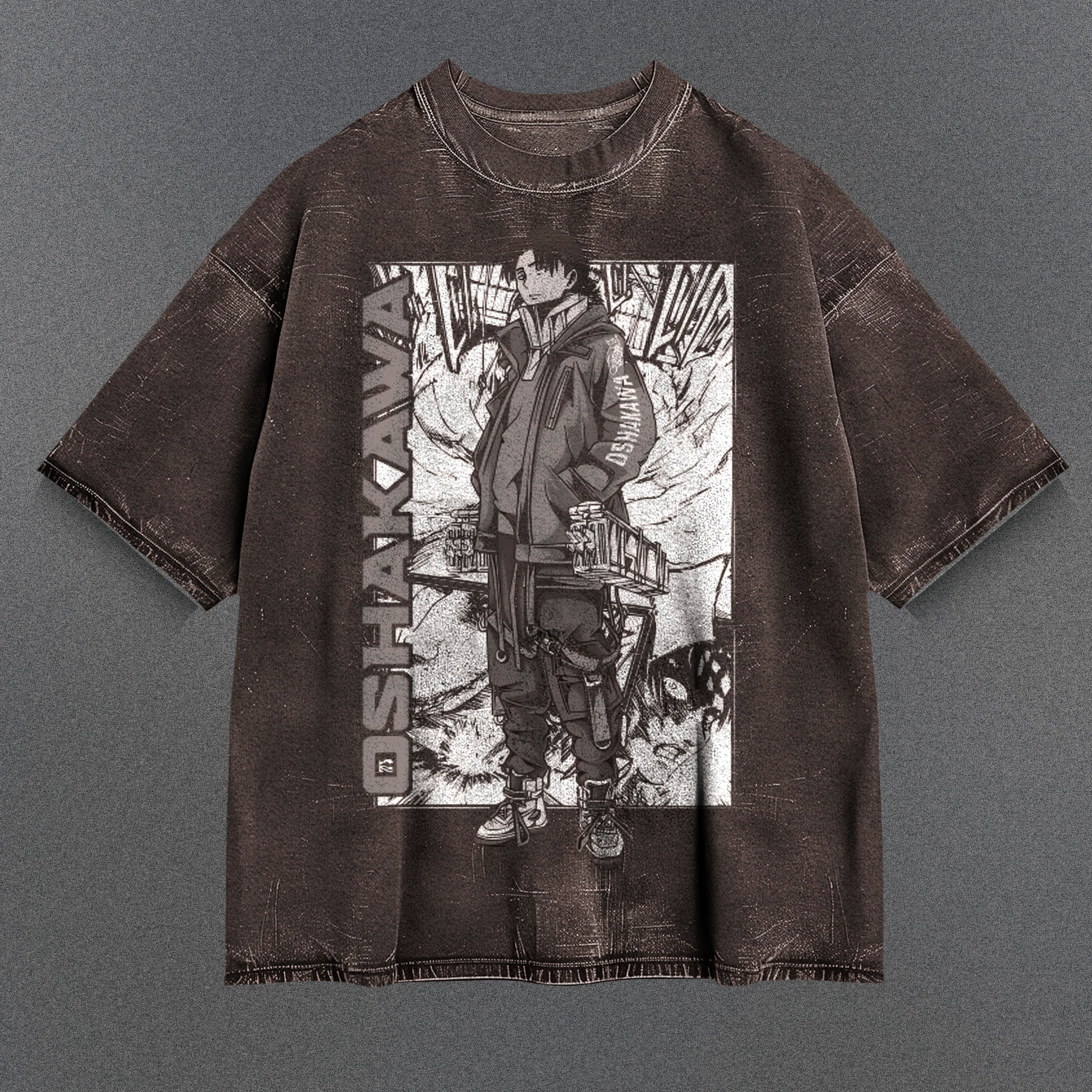 Attack on Titan Loose Brown Washed T-Shirt