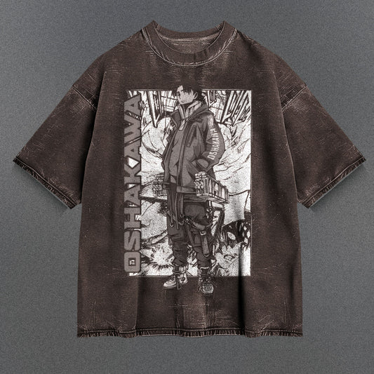 Attack on Titan Loose Brown Washed T-Shirt