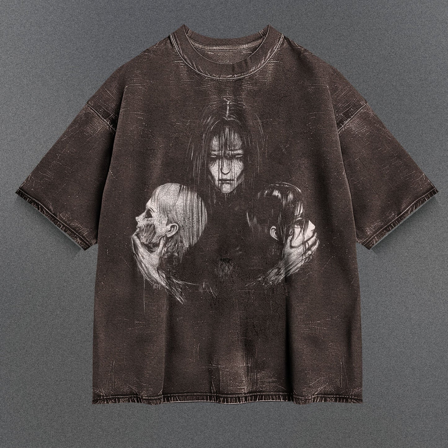 Attack on Titan Spacious Brown Washed T-Shirt