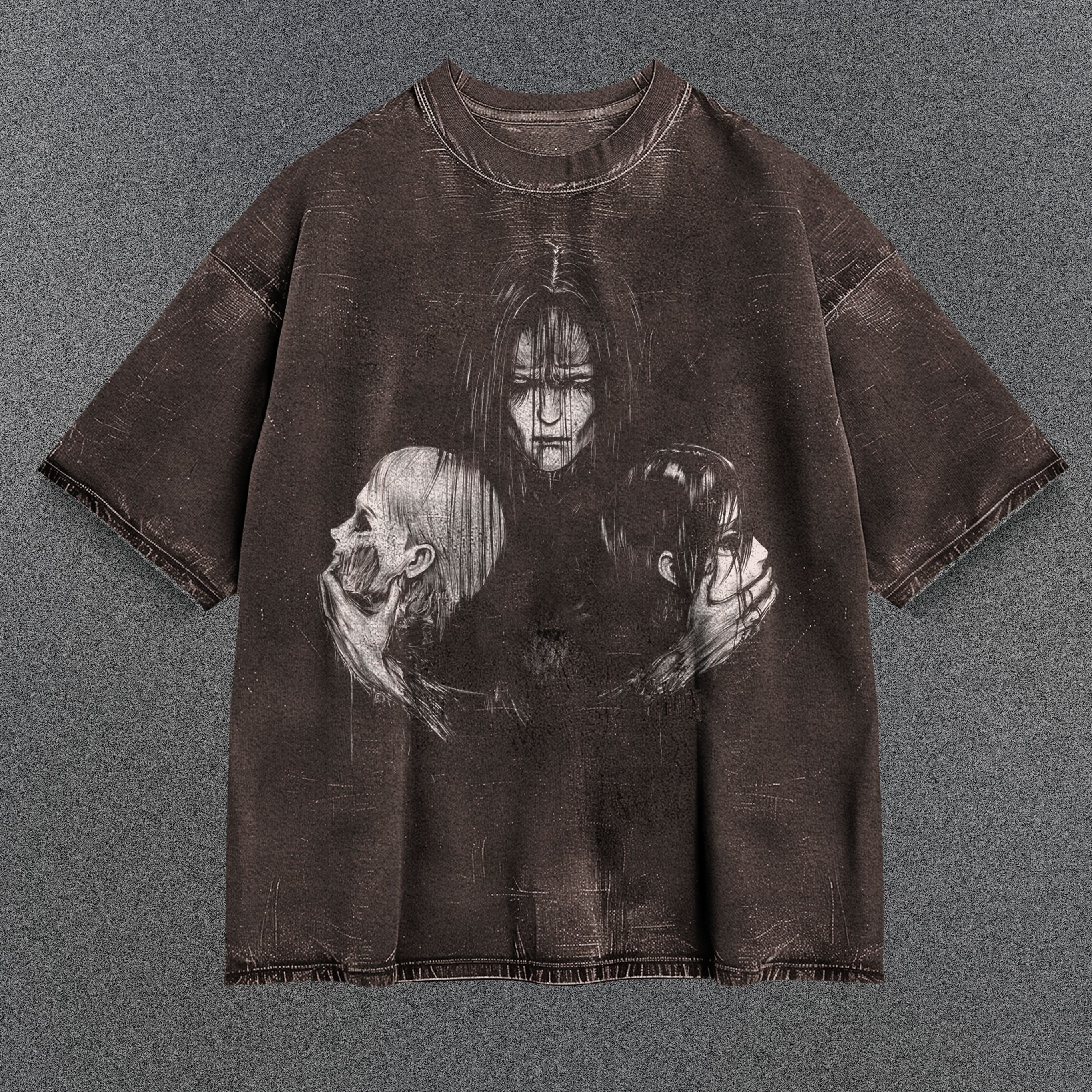 Attack on Titan Spacious Brown Washed T-Shirt