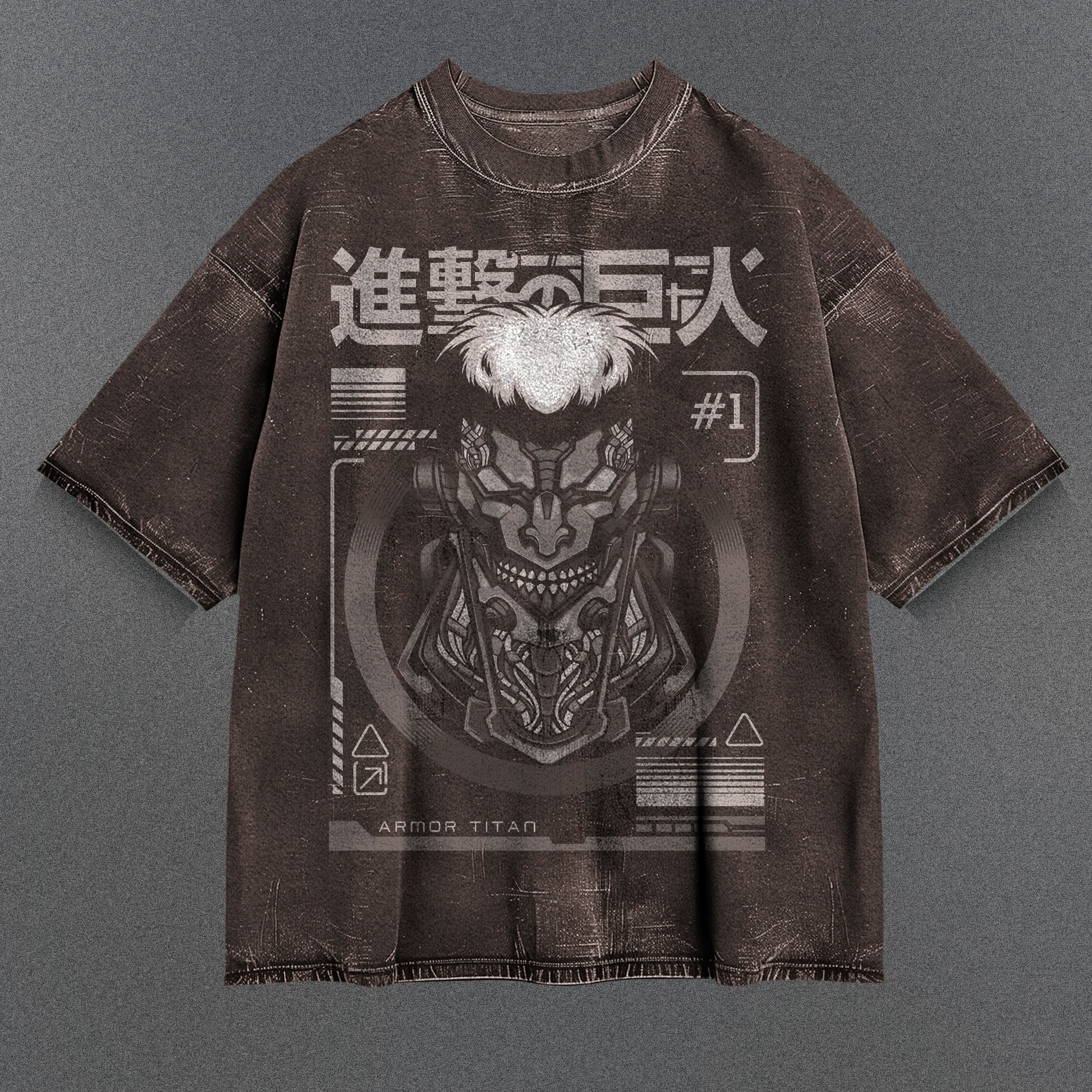 Attack on Titan Non-restrictive Brown Washed T-Shirt