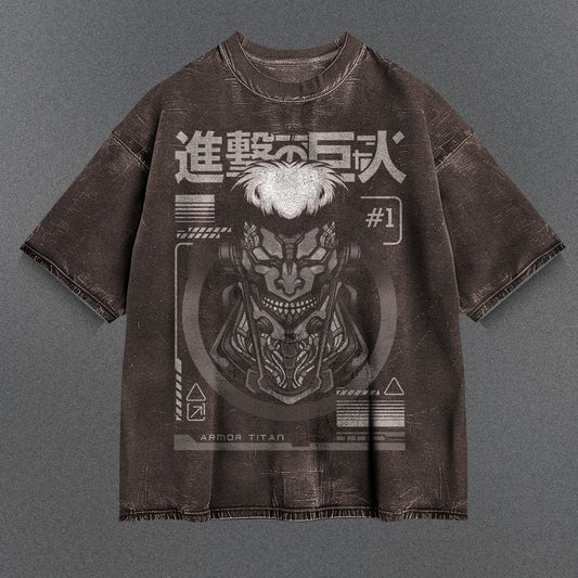 Attack on Titan Non-restrictive Brown Washed T-Shirt