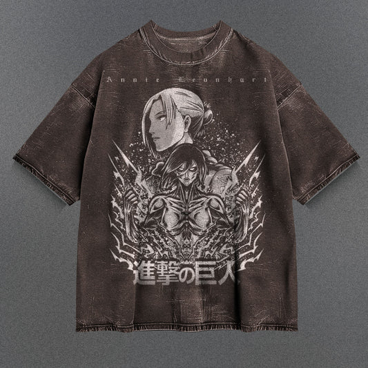 Attack on Titan Slouchy Brown Washed T-Shirt