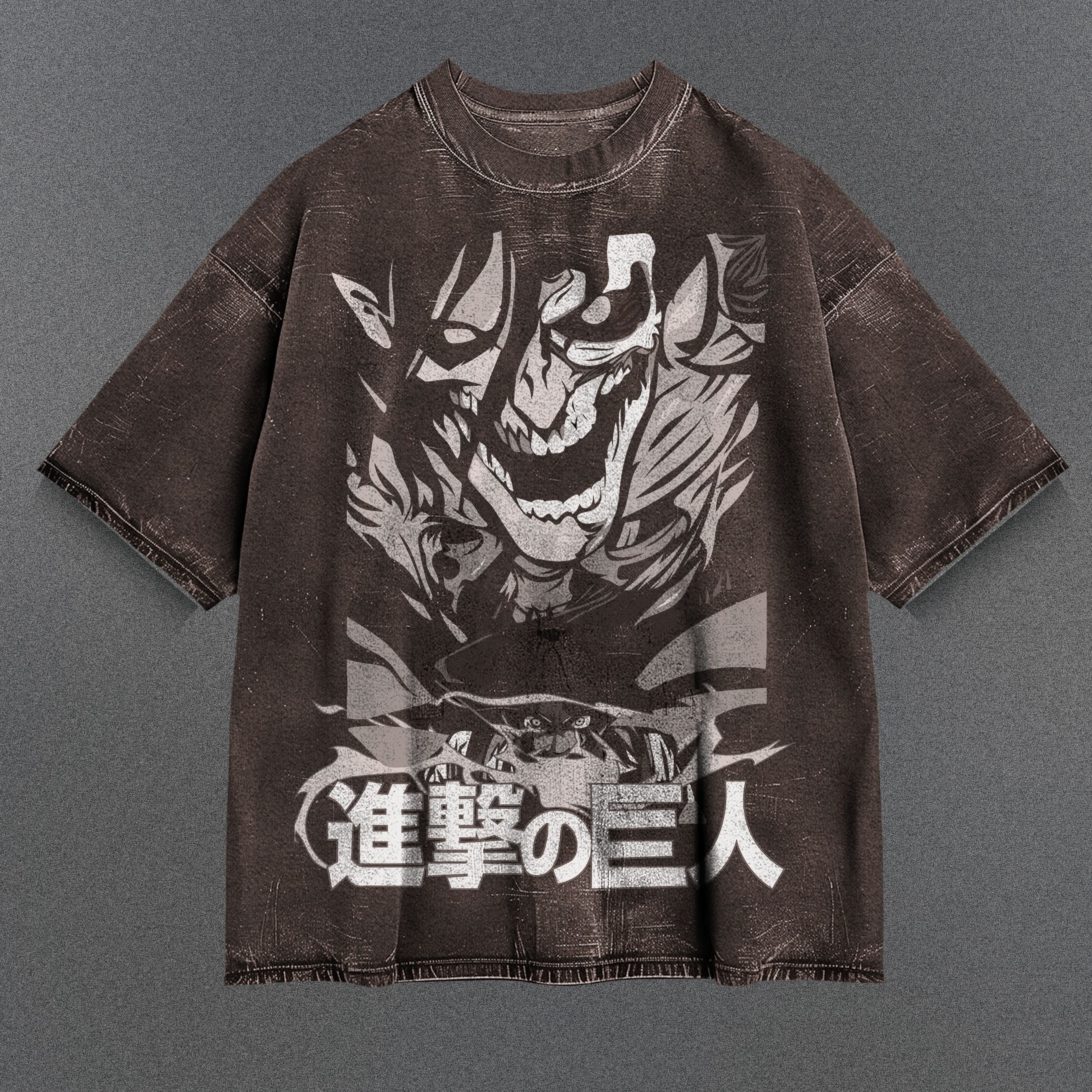 Attack on Titan Laid-back Brown Washed T-Shirt