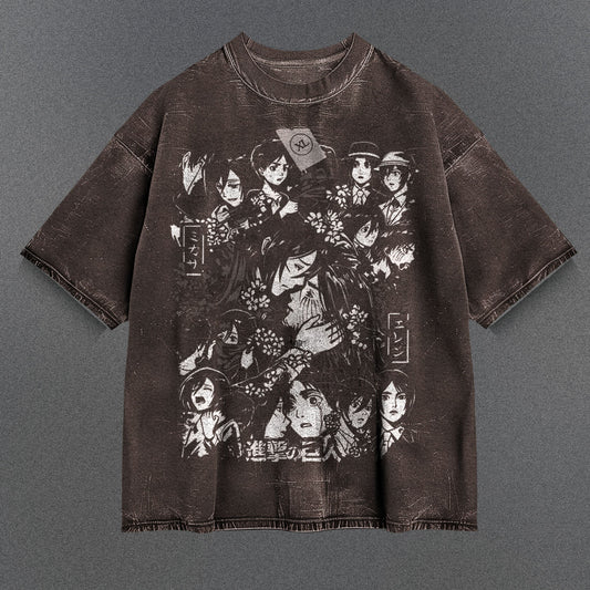 Attack on Titan Roomy Brown Washed T-Shirt