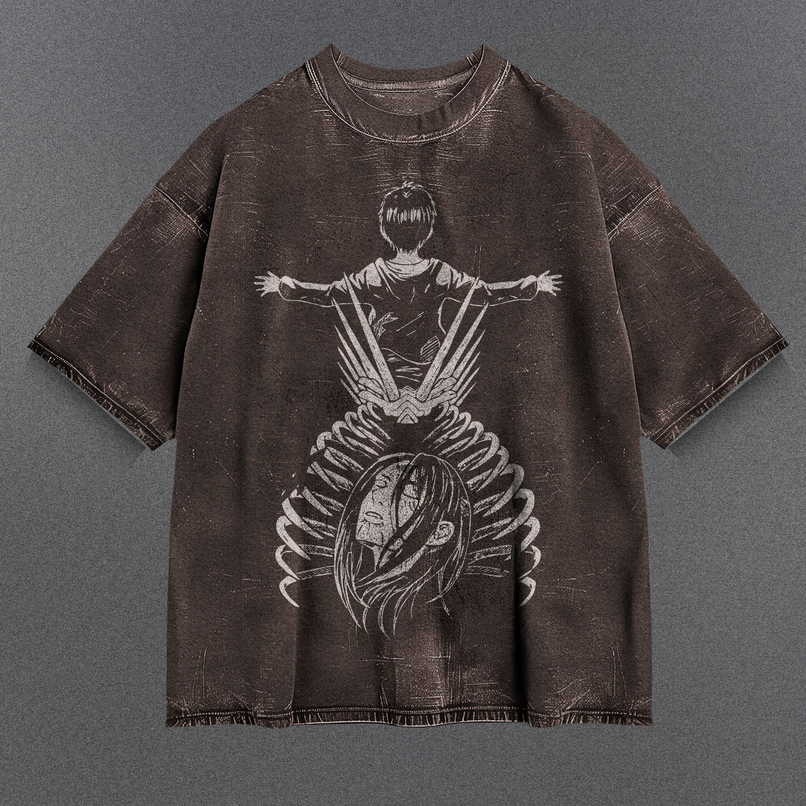 Attack on Titan Airy Brown Washed T-Shirt