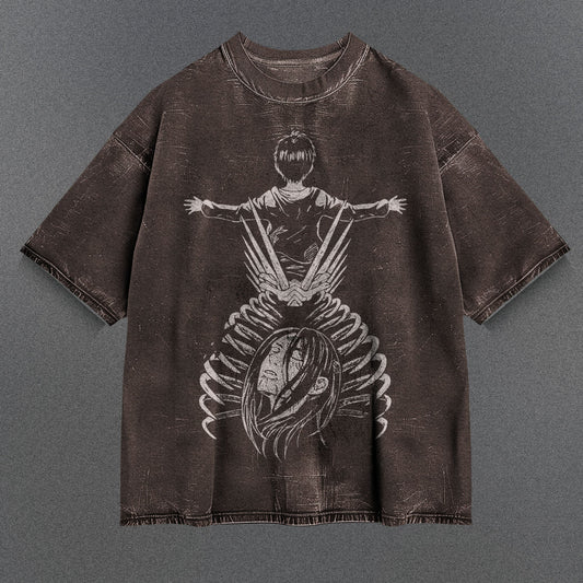 Attack on Titan Airy Brown Washed T-Shirt