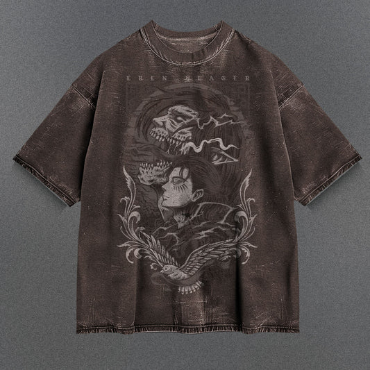 Attack on Titan Flattering Brown Washed T-Shirt