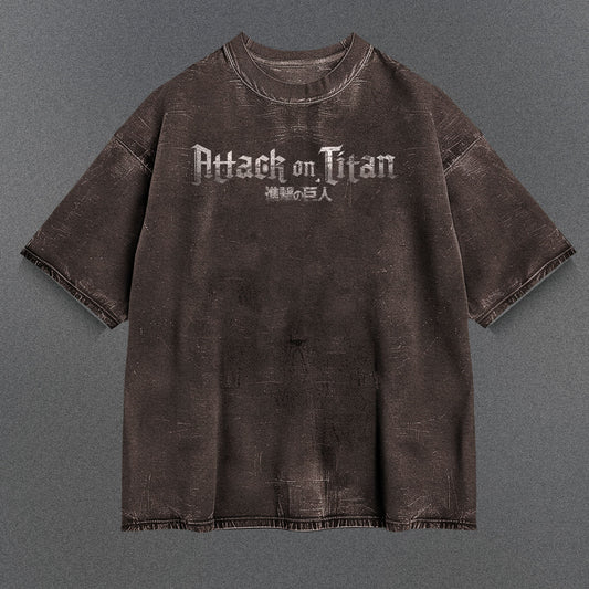 Attack on Titan Unfitted Brown Washed T-Shirt