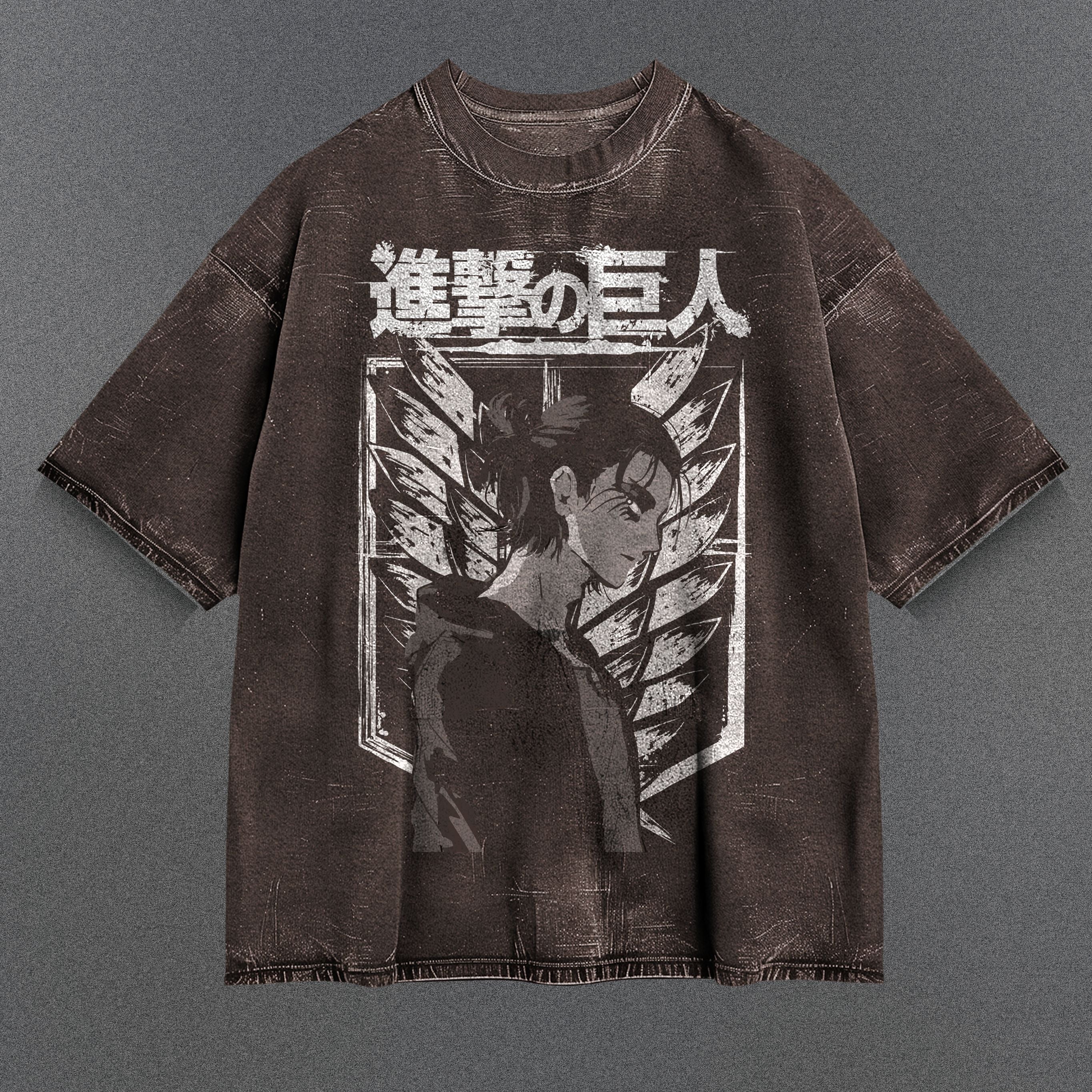 Attack on Titan Flowy Brown Washed T-Shirt