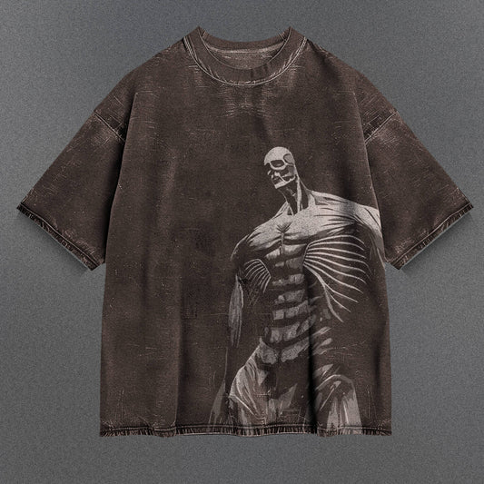 Attack on Titan Silky Brown Washed T-Shirt