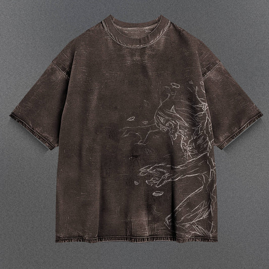 Attack on Titan Smooth Brown Washed T-Shirt